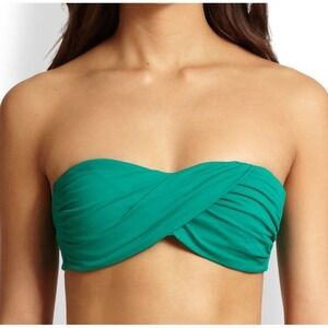 NWT La Blanca Island Goddess Twist Bandeau Bikini Swim Top Green Size 14